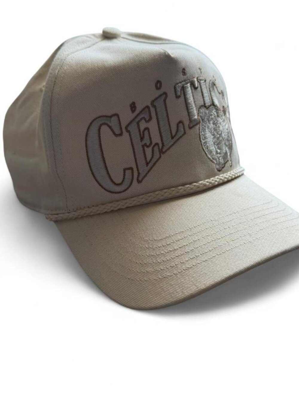 Vtg Boston Celtics '47 Brand Trucker Hat - Tan/Brown Rope Snapback - NBA Bone
